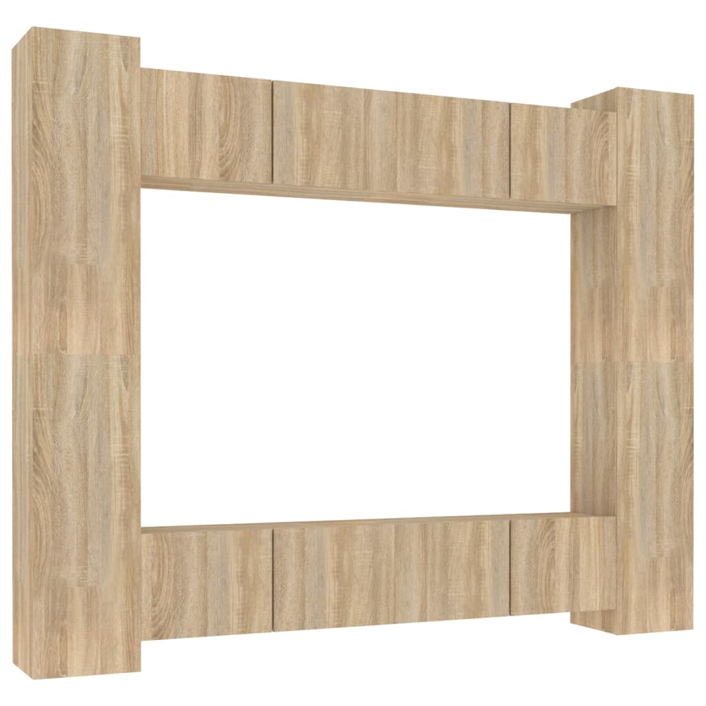 Conjunto móveis de TV 8 pcs madeira processada carvalho sonoma