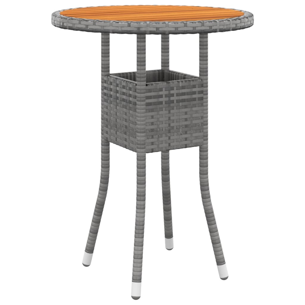 3 Pcs conjunto de jantar para jardim vime PE cinzento