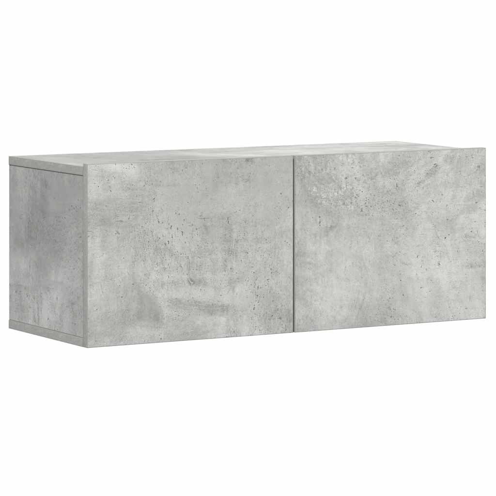 3 Pcs conjunto de móveis de TV contraplacado cinzento cimento
