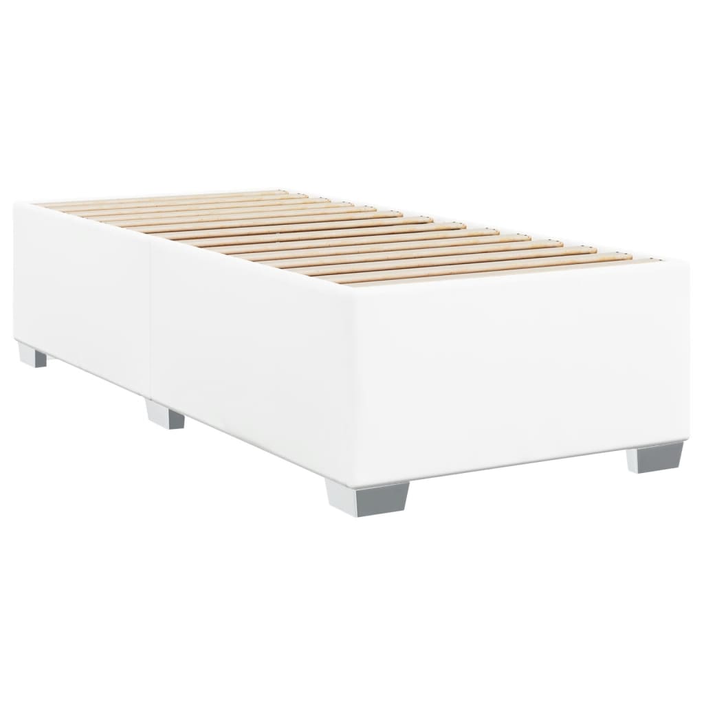 Estrutura de cama 90x190 cm couro artificial branco