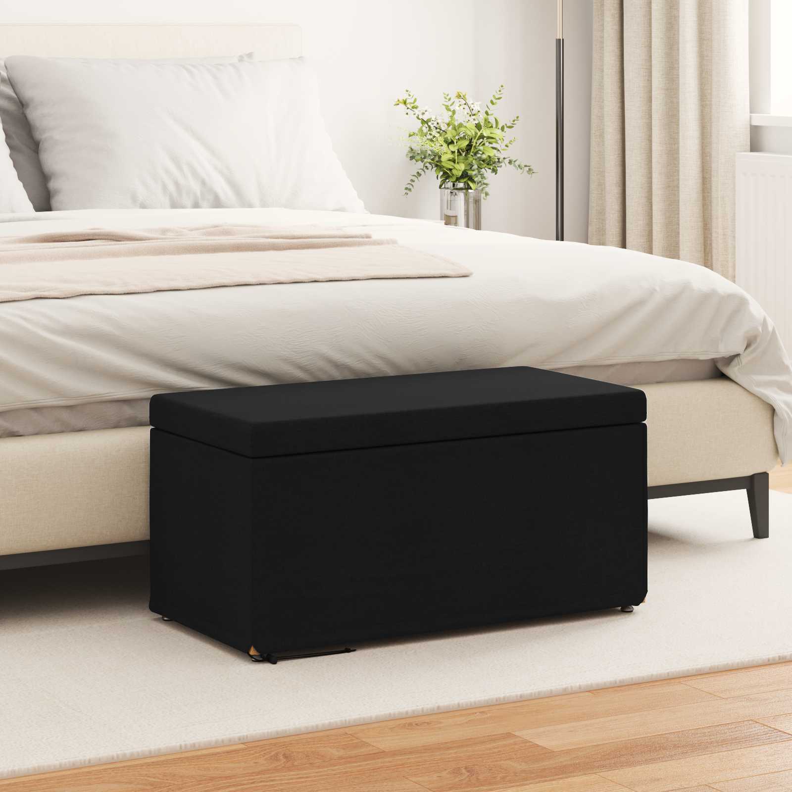 Banqueta preto 81 x 41 x 40 cm tecido e madeira engenharia