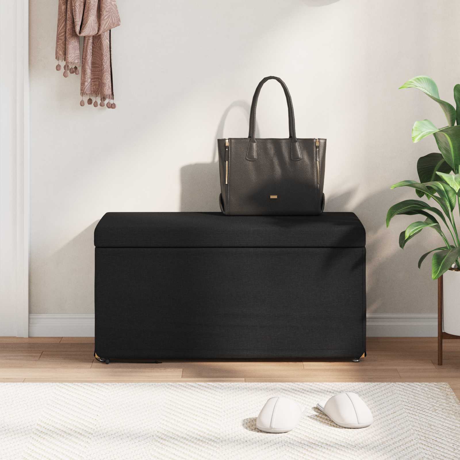 Banqueta preto 81 x 41 x 40 cm tecido e madeira engenharia