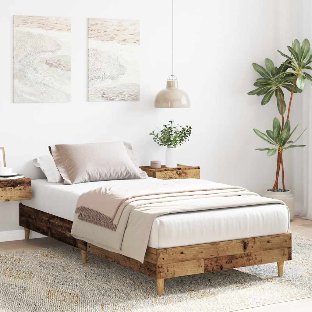 Estrutura de cama sem colchão 75x190 cm madeira velha