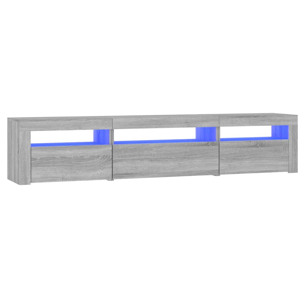 Móvel de TV com luzes LED 195x35x40 cm cinzento sonoma