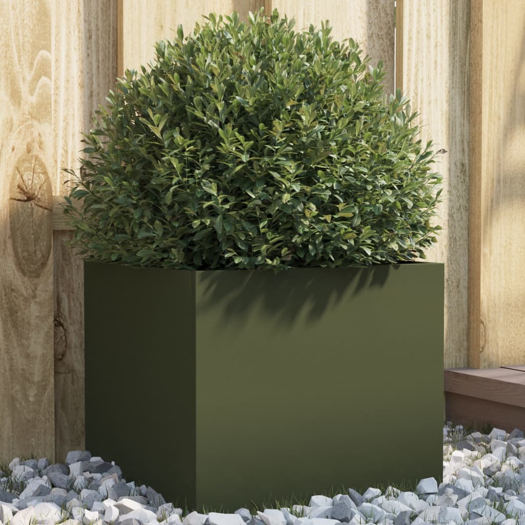 Vaso/floreira 32x30x29 cm aço verde azeitona