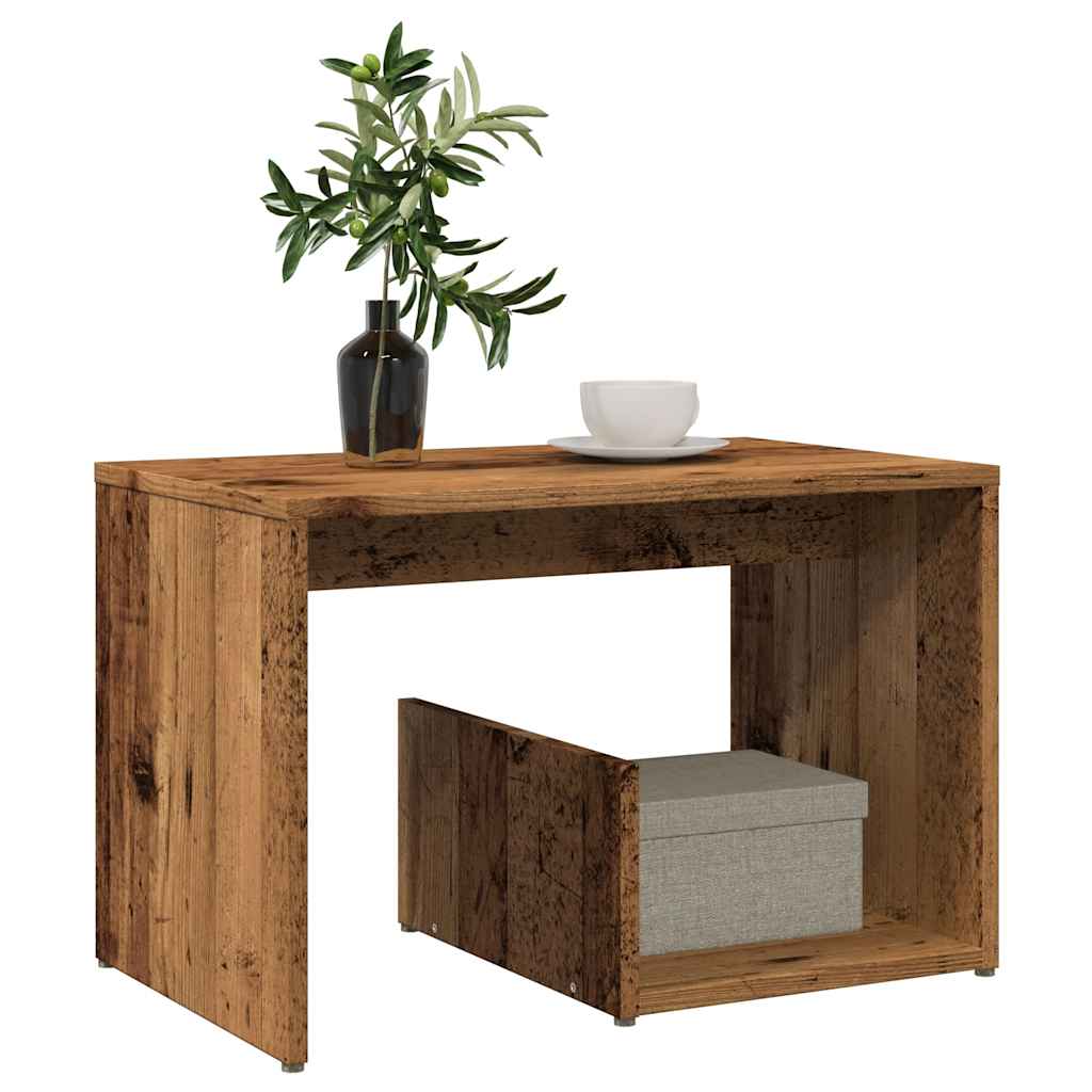 Mesa de apoio madeira velha 59x36x38 cm madeira trabalhada