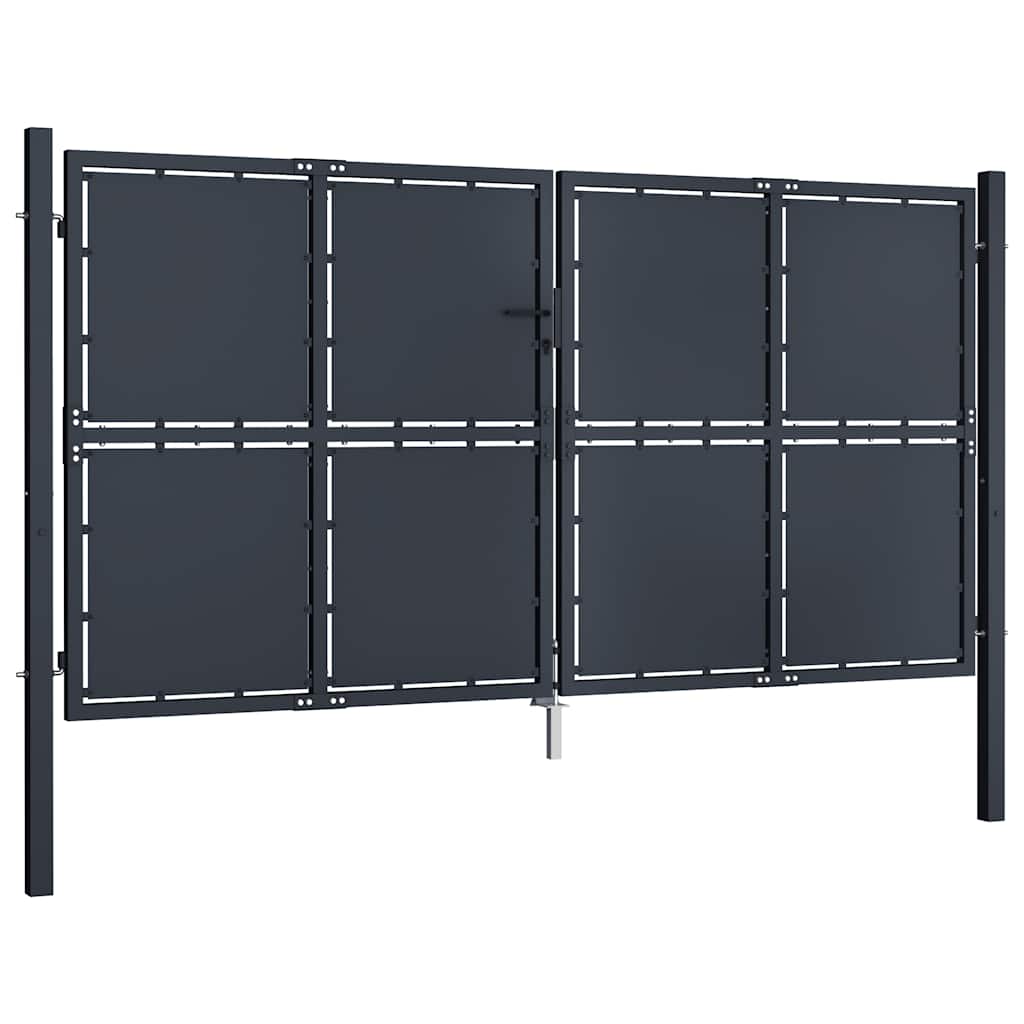 Portão de jardim em aço 300 x 125 cm antracite