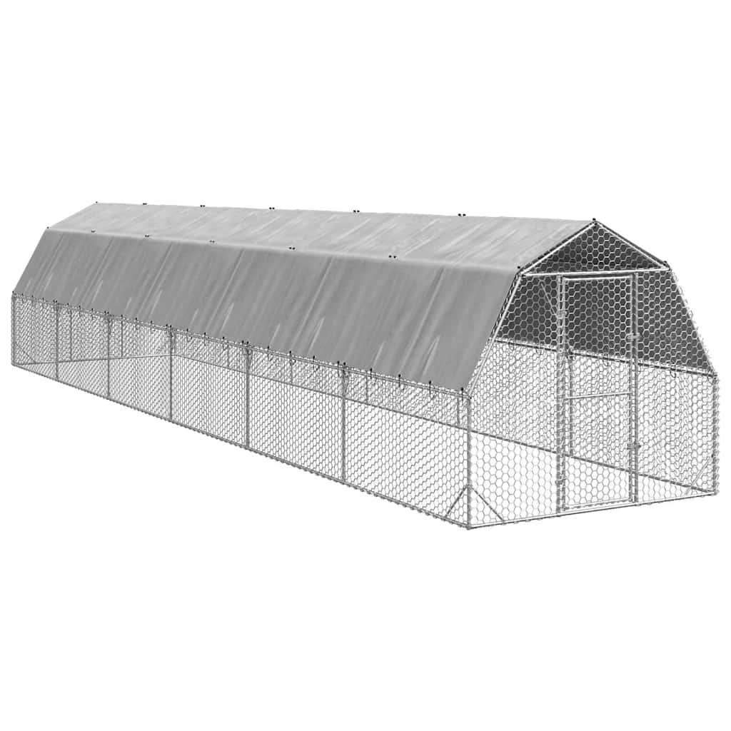 Corrida de galinhas com telhado 2,5x12x2,25 m aço galvanizado