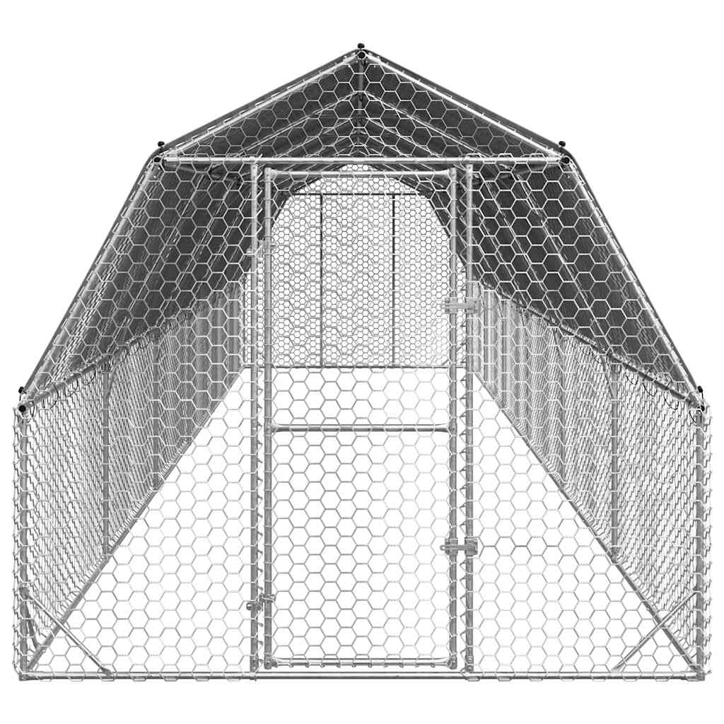 Corrida de galinhas com telhado 2,5x12x2,25 m aço galvanizado