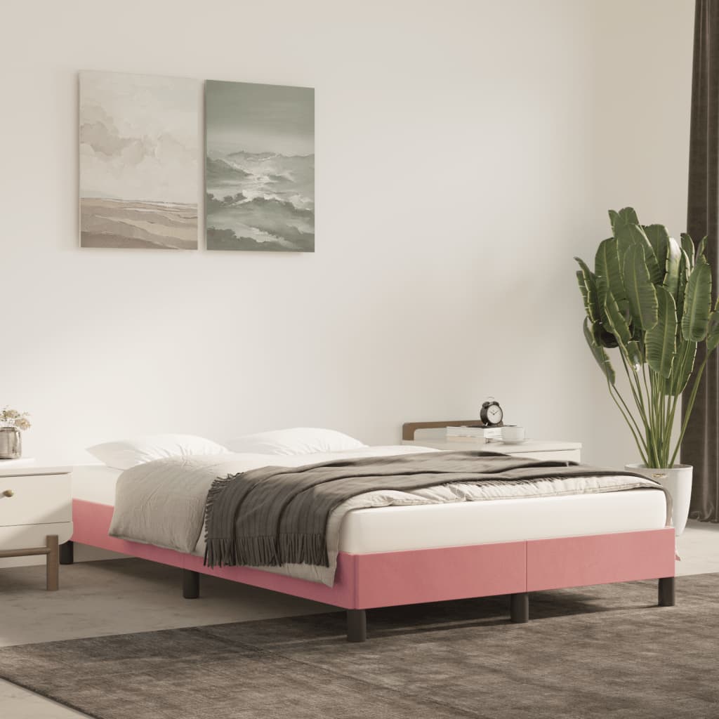 Estrutura de cama com colchão 120x190 cm veludo rosa