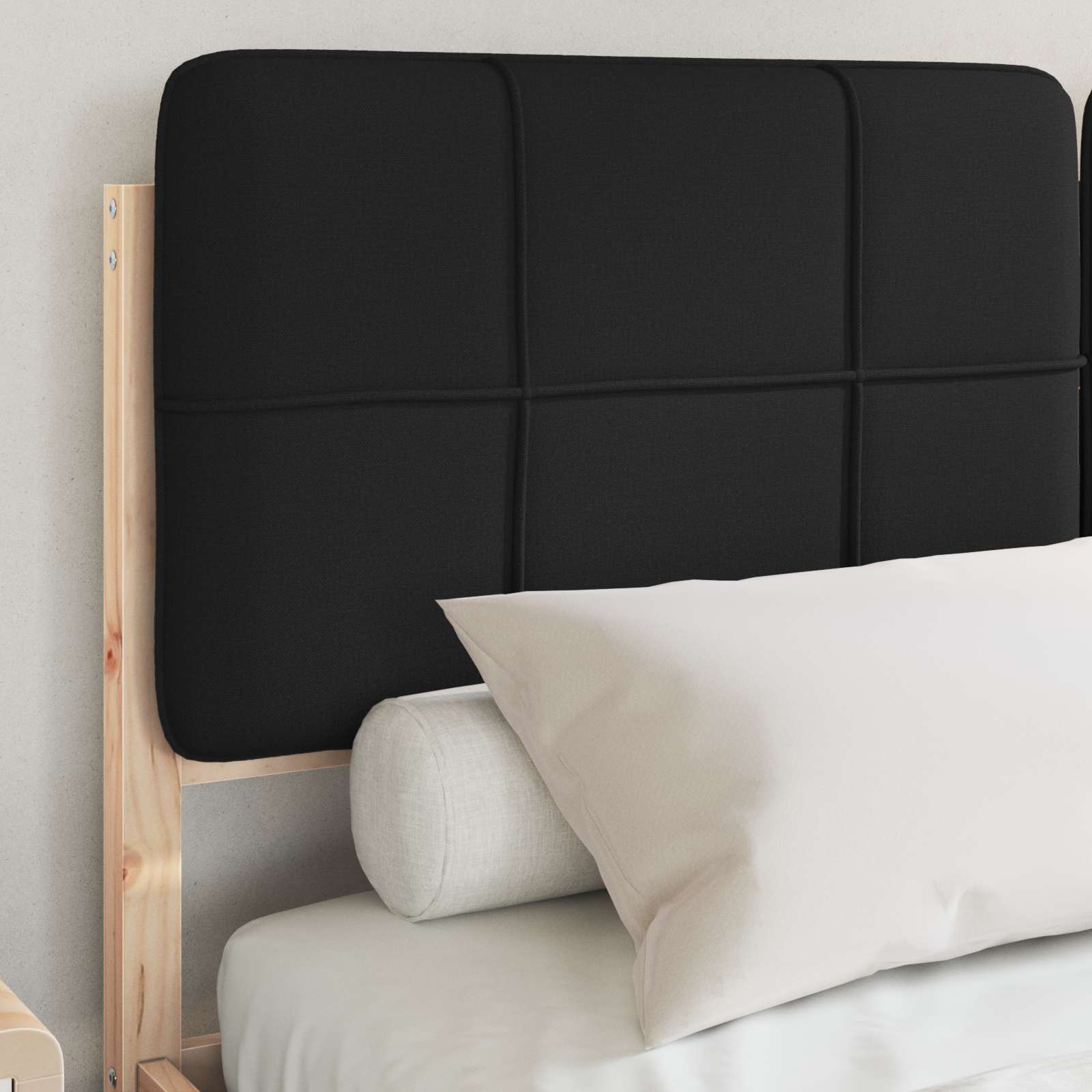 Estrutura de cama com cabeceira estofada preto 140 x 200 cm
