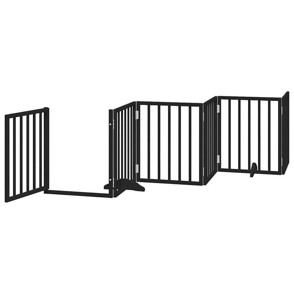 Portão p/ cães com porta dobrável 15 painéis 750 cm álamo preto