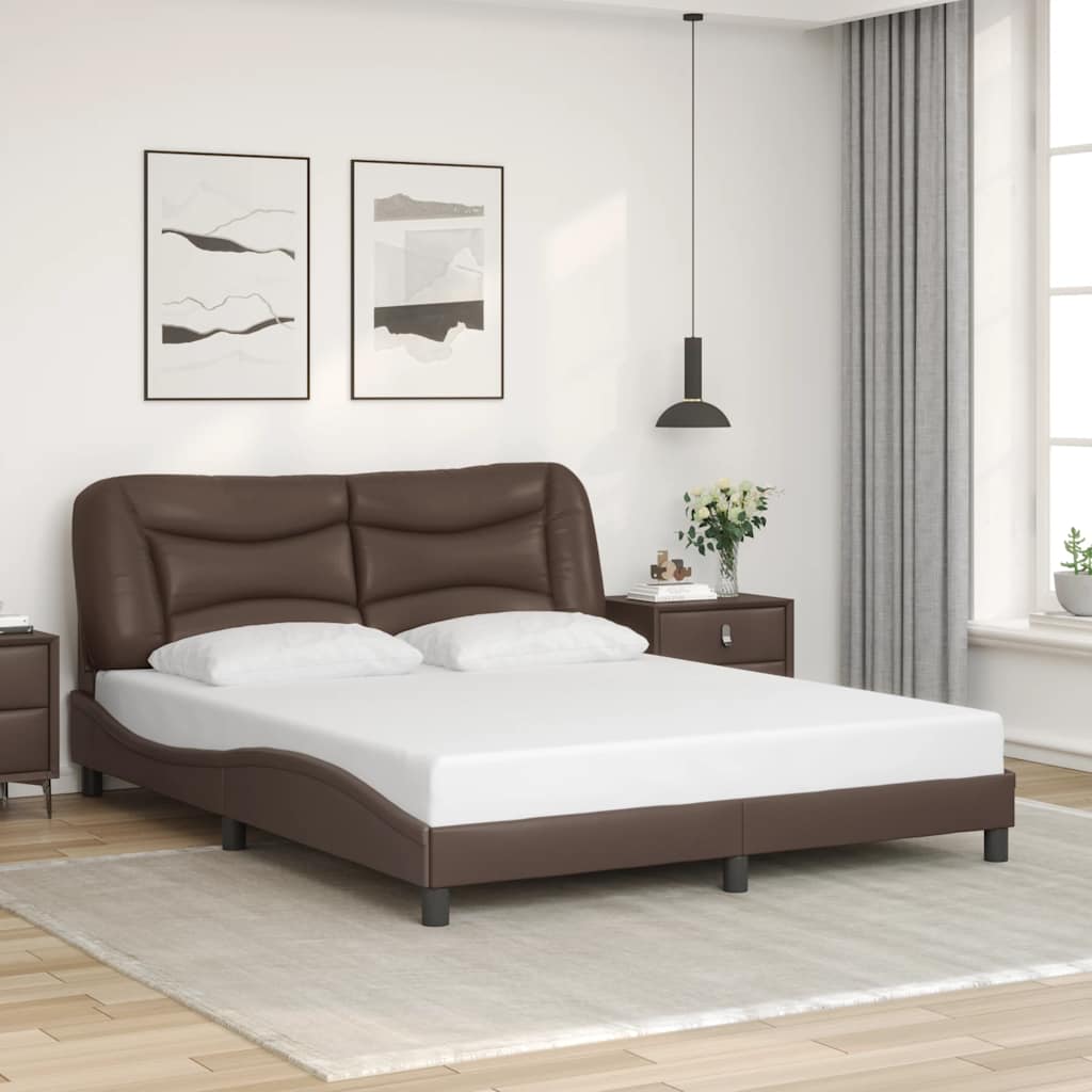 Estrutura de cama sem colchão hvar 160x200cm couro artificial castanho