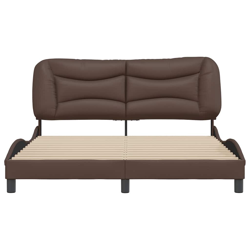Estrutura de cama sem colchão hvar 160x200cm couro artificial castanho