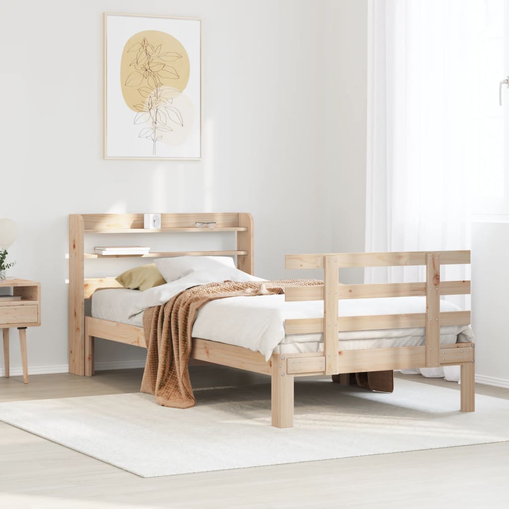 Estrutura de cama com cabeceira 90x190 cm pinho maciço
