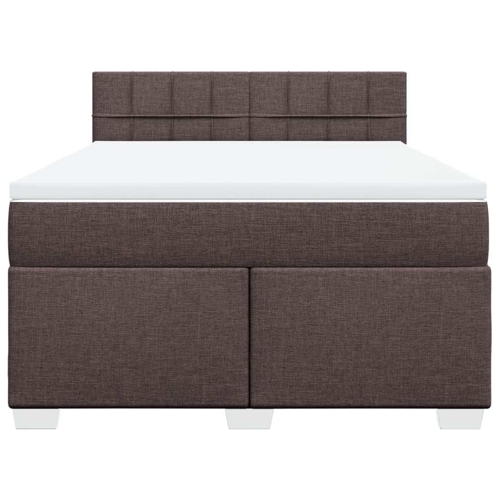 Cama com molas/colchão 140x190 cm tecido castanho-escuro