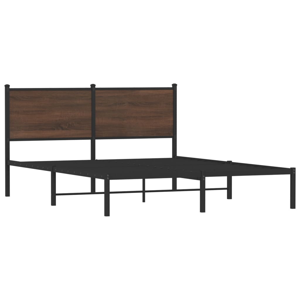 Estrutura cama sem colchão 150x200cm metal carvalho castanho