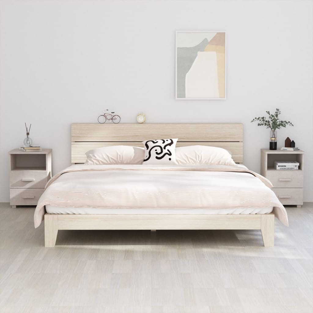 Mesas cabeceira hamar 2pcs 40x35x62 cm pinho maciço branco