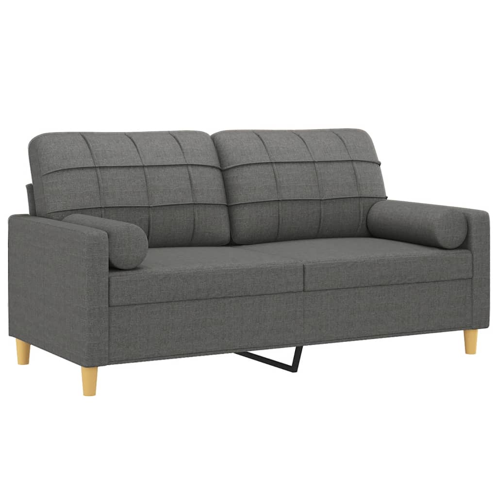 Sofá 2 lugares +almofadas decorativas 140cm tecido cinza-escuro