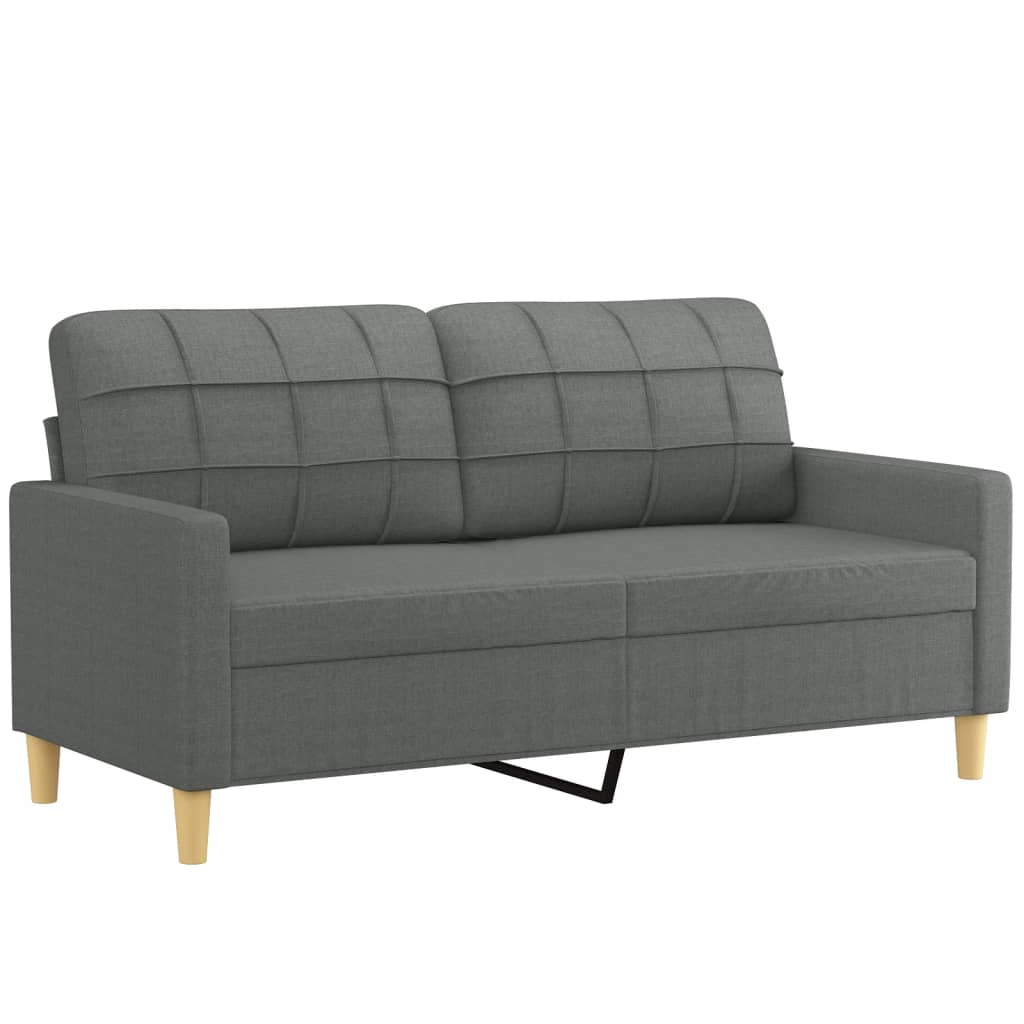 Sofá 2 lugares +almofadas decorativas 140cm tecido cinza-escuro