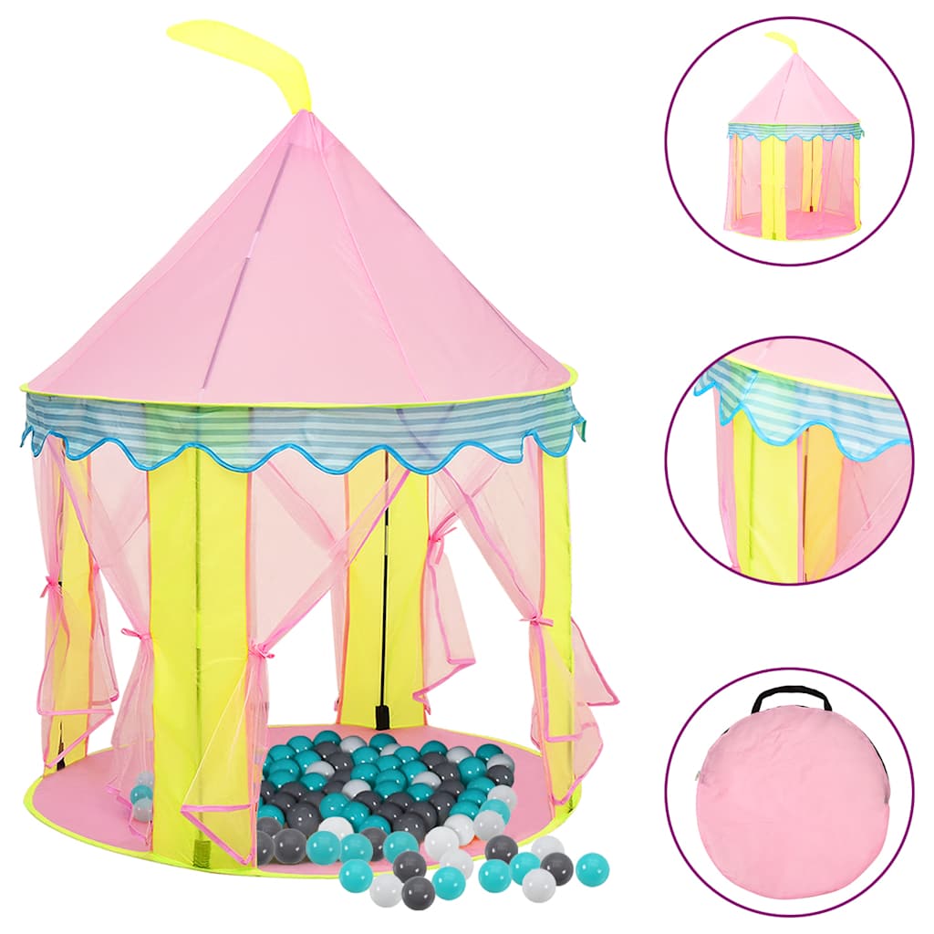 Tenda de brincar infantil com 250 bolas 100x100x127 cm rosa