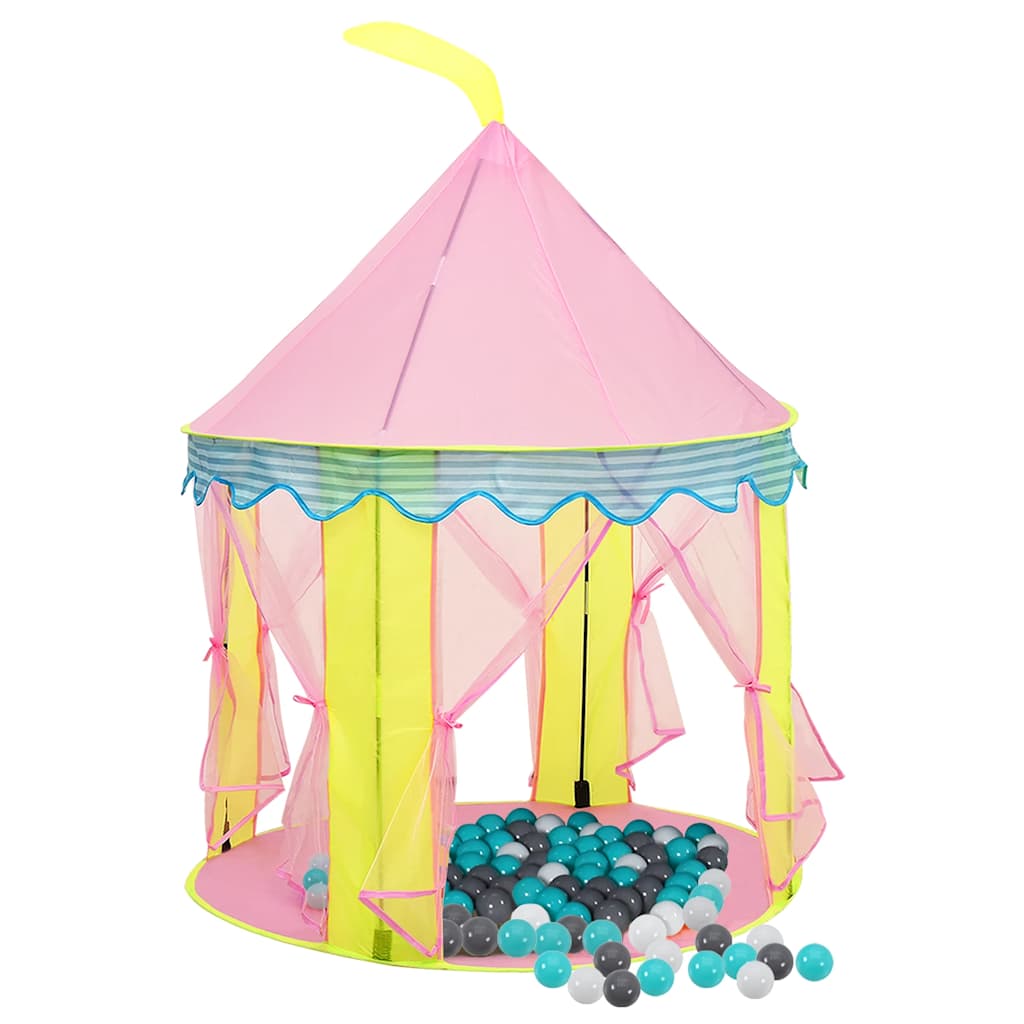 Tenda de brincar infantil com 250 bolas 100x100x127 cm rosa