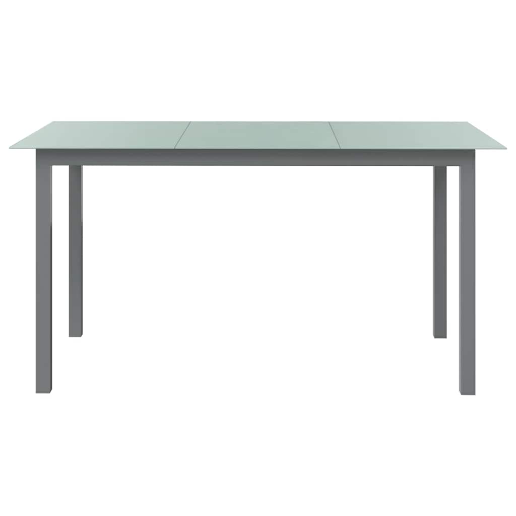 Mesa de jardim em alumínio e vidro 150x90x74 cm cinzento-claro