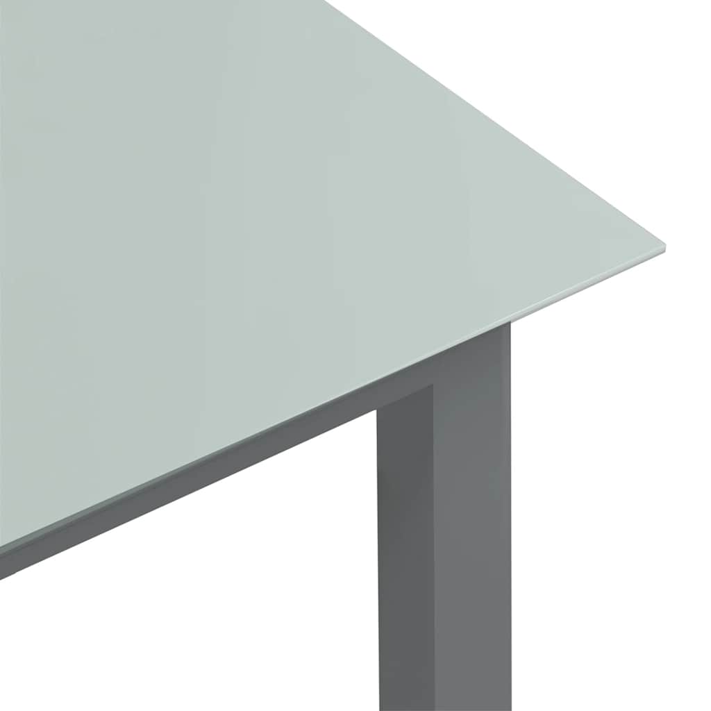 Mesa de jardim em alumínio e vidro 150x90x74 cm cinzento-claro