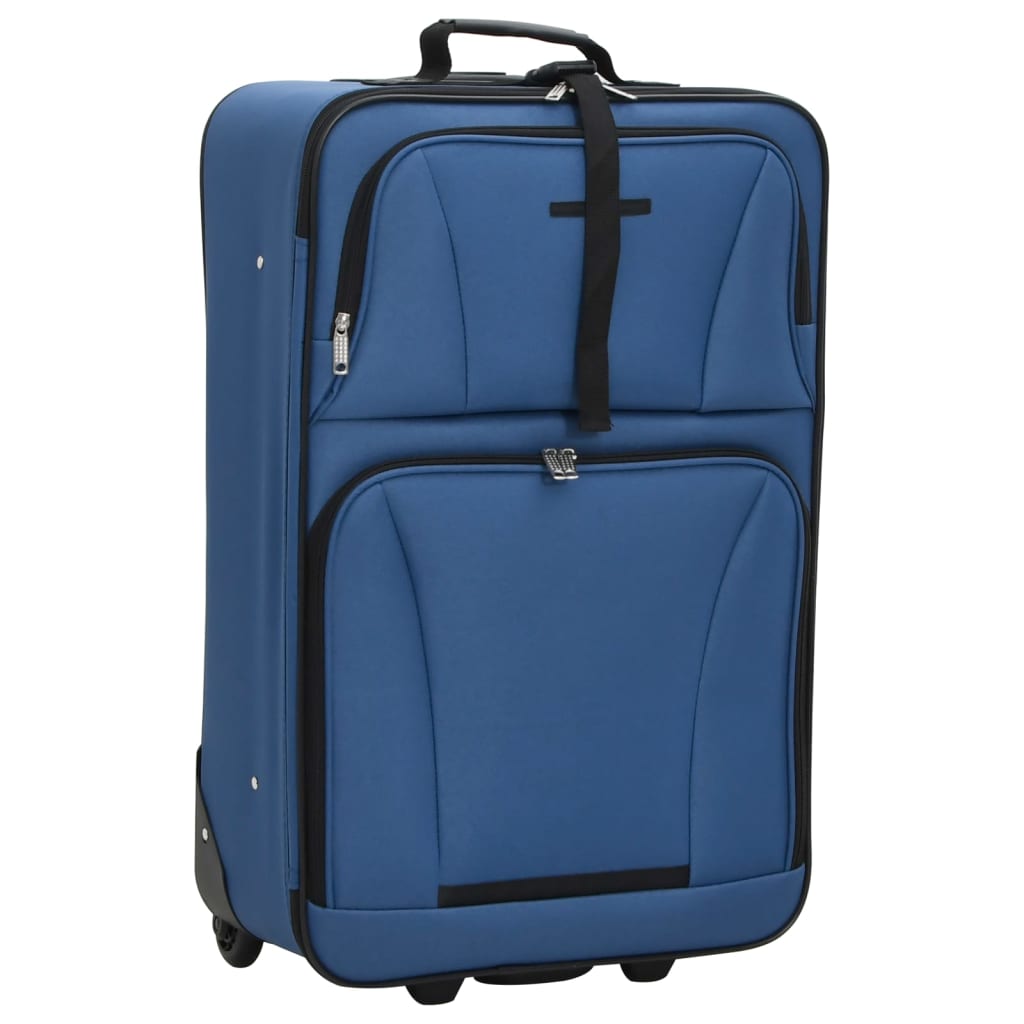 5 Pcs conjunto malas de viagem tecido azul