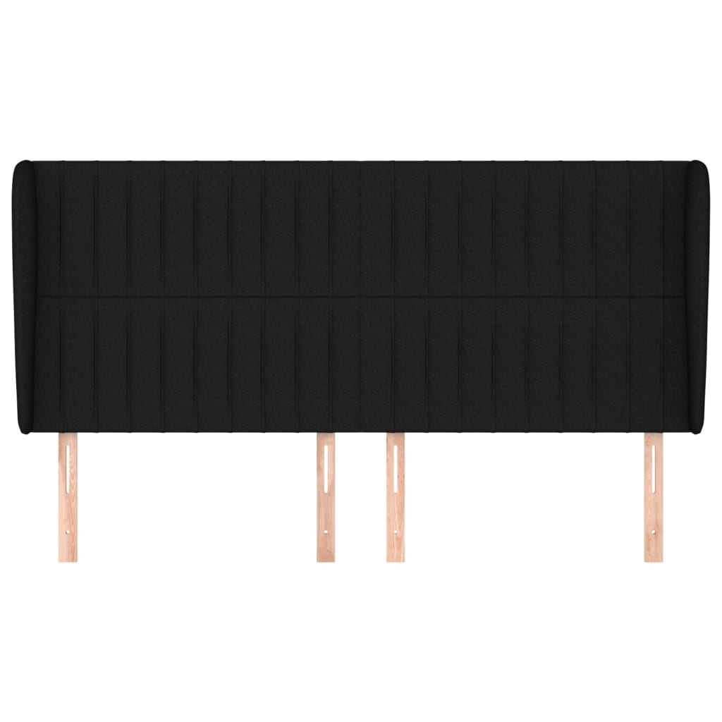 Cabeceira de cama c/ abas tecido 203x23x118/128 cm preto
