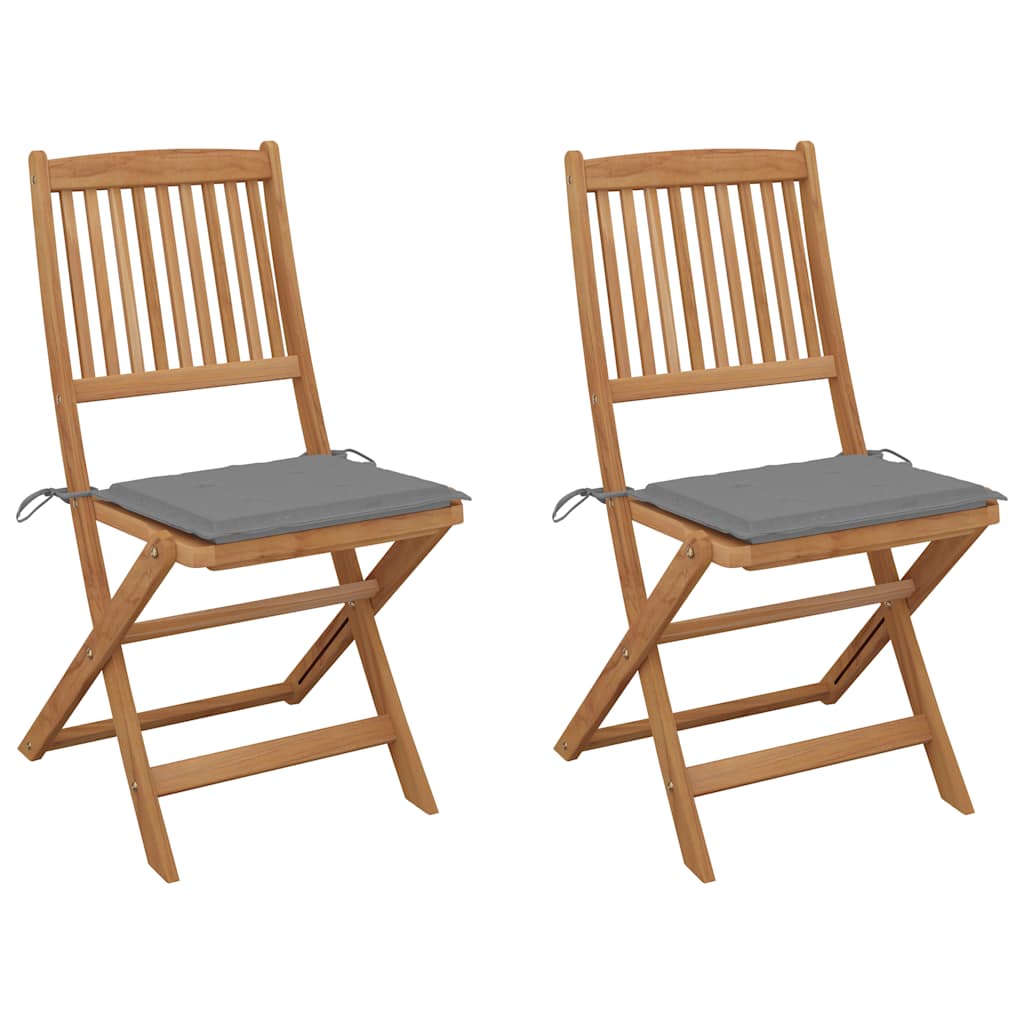 Cadeiras de jardim dobráveis c/ almofadões 2 pcs acácia maciça