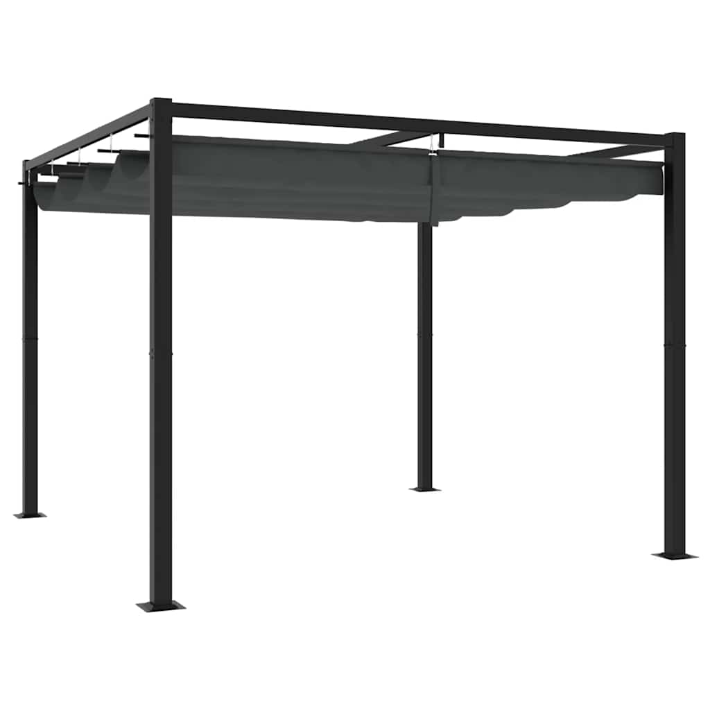 Gazebo de jardim com teto retrátil 3x3 m aço antracite