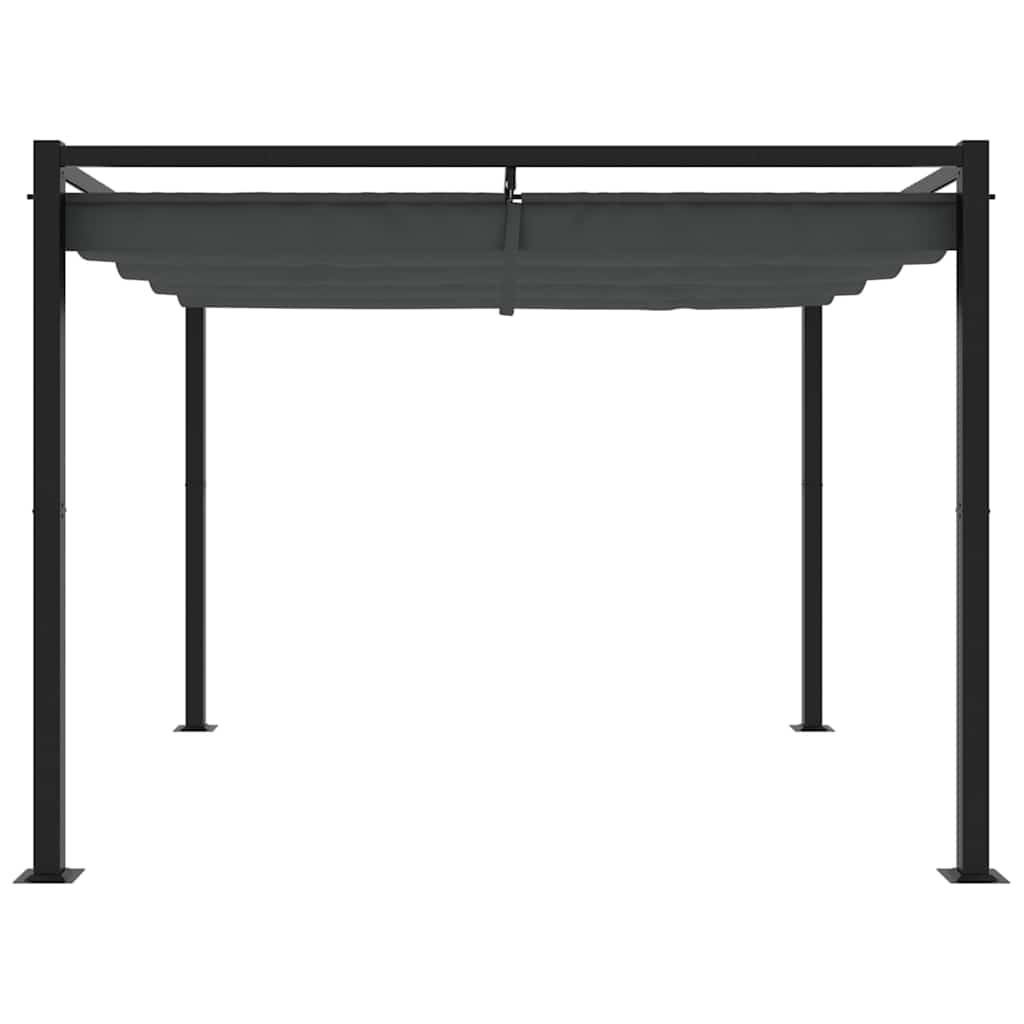 Gazebo de jardim com teto retrátil 3x3 m aço antracite