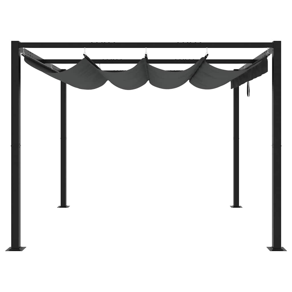 Gazebo de jardim com teto retrátil 3x3 m aço antracite