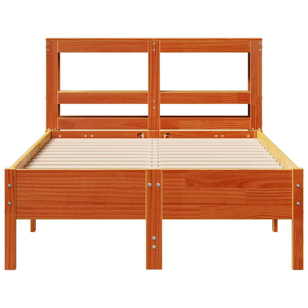 Cama sem colchão 120x200 cm madeira pinho maciça castanho-mel