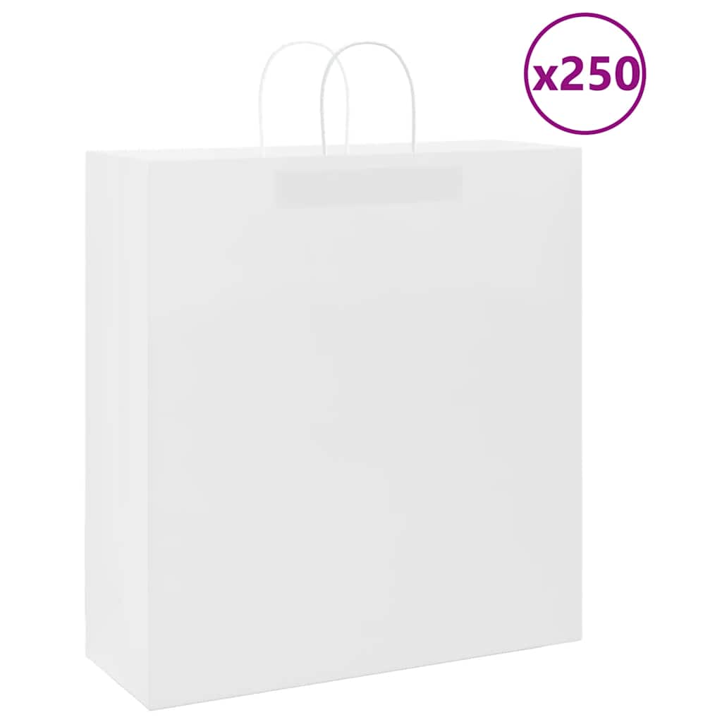 Sacos de papel 250 unid com alças branco 45x17x48 cm