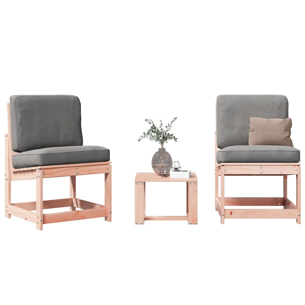 3 Pcs conjunto lounge de jardim madeira de douglas maciça