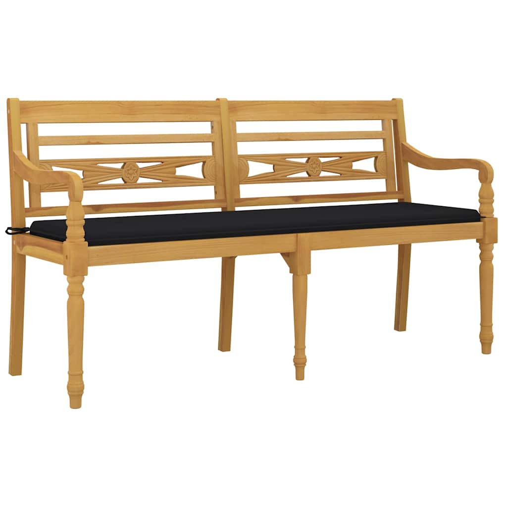 Banco batavia c/ almofadão preto 150 cm madeira de teca maciça
