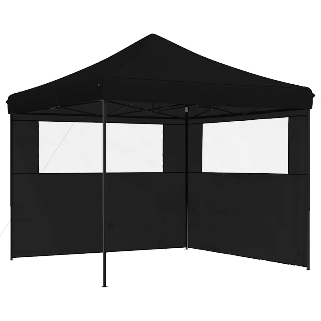 Tenda p/ festas pop-up dobrável com 2 paredes laterais preto