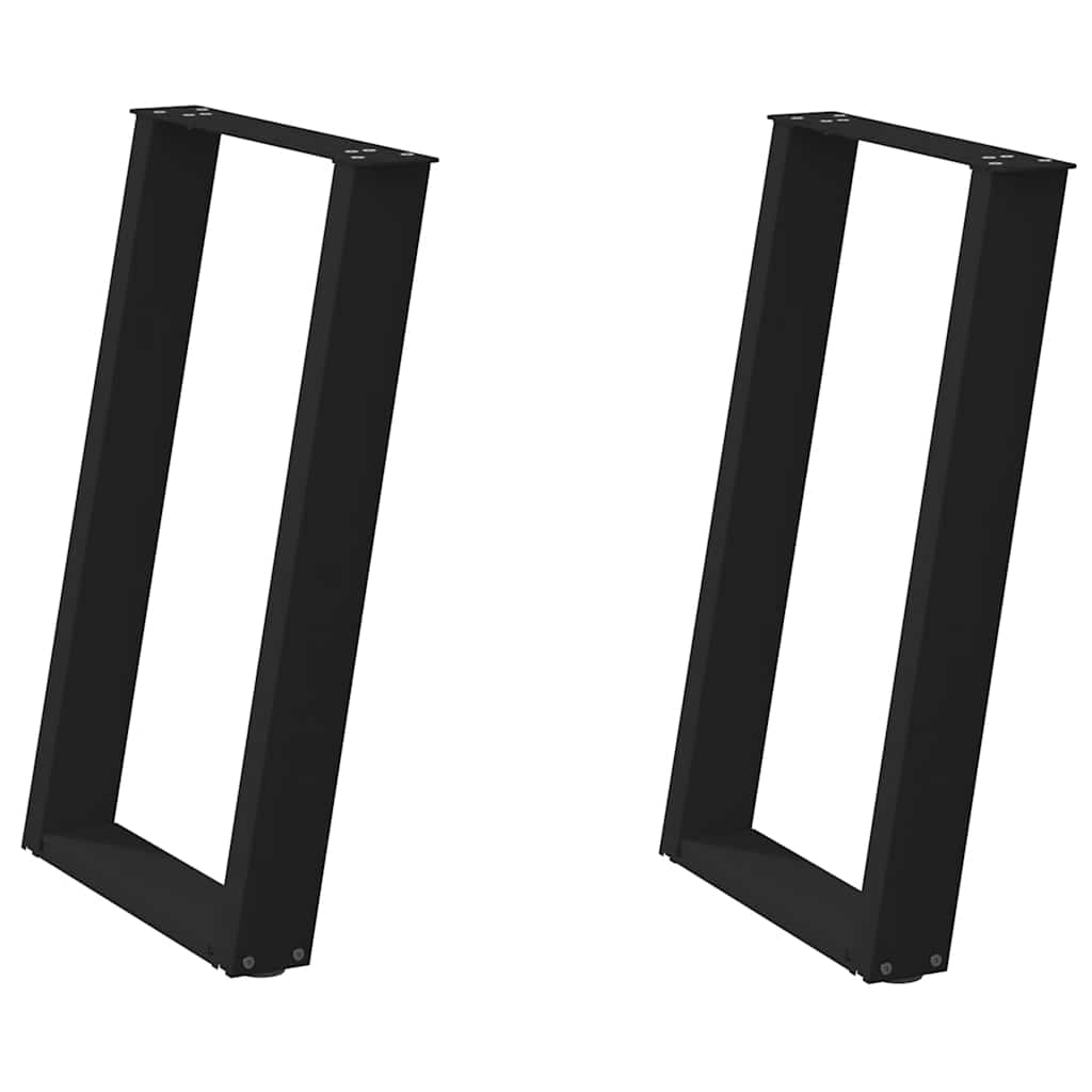 Pés de mesa de jantar em forma de u, 2 peças, preto, 60x(72-73) cm, aço