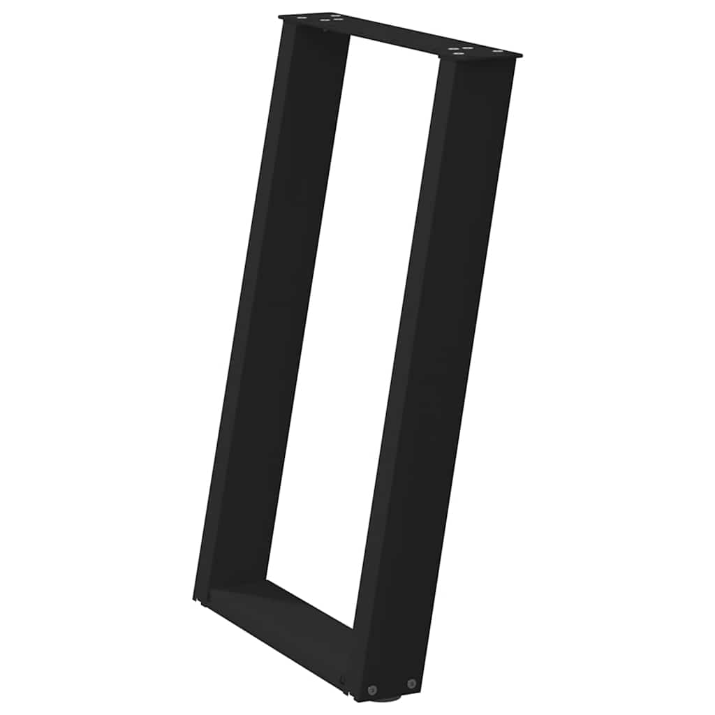 Pés de mesa de jantar em forma de u, 2 peças, preto, 60x(72-73) cm, aço