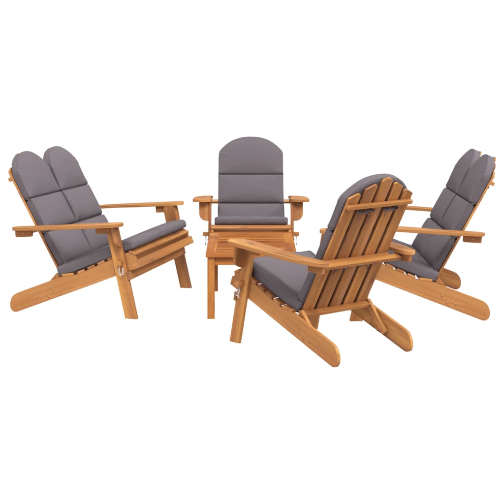 5 Pcs conjunto lounge jardim adirondack madeira acácia maciça