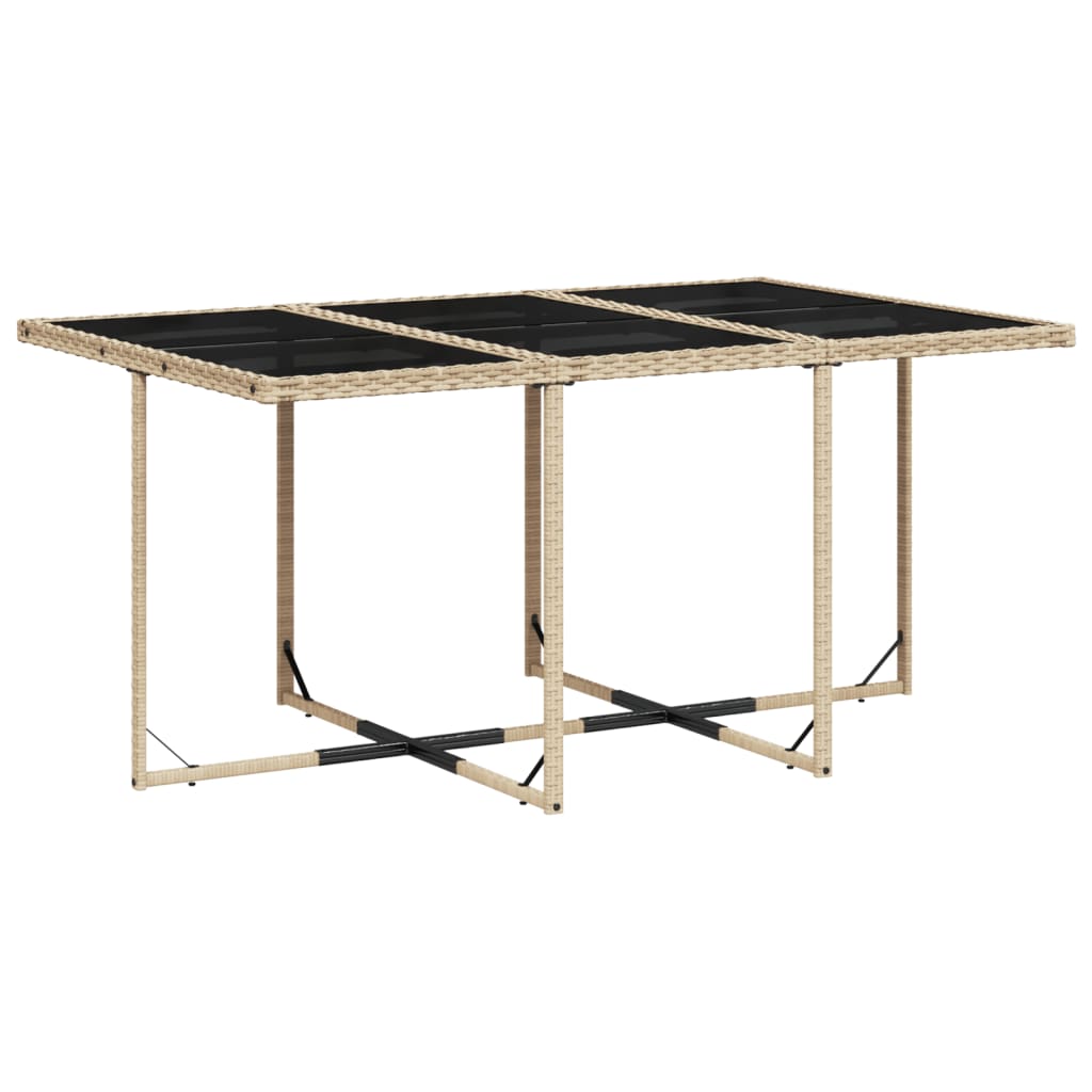 7 Pcs conjunto de jantar p/ jardim com almofadões vime PE bege