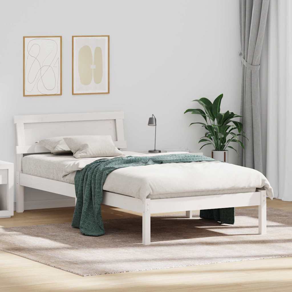 Estrutura da cama branco 90 x 190 cm madeira de pinheiro sólida