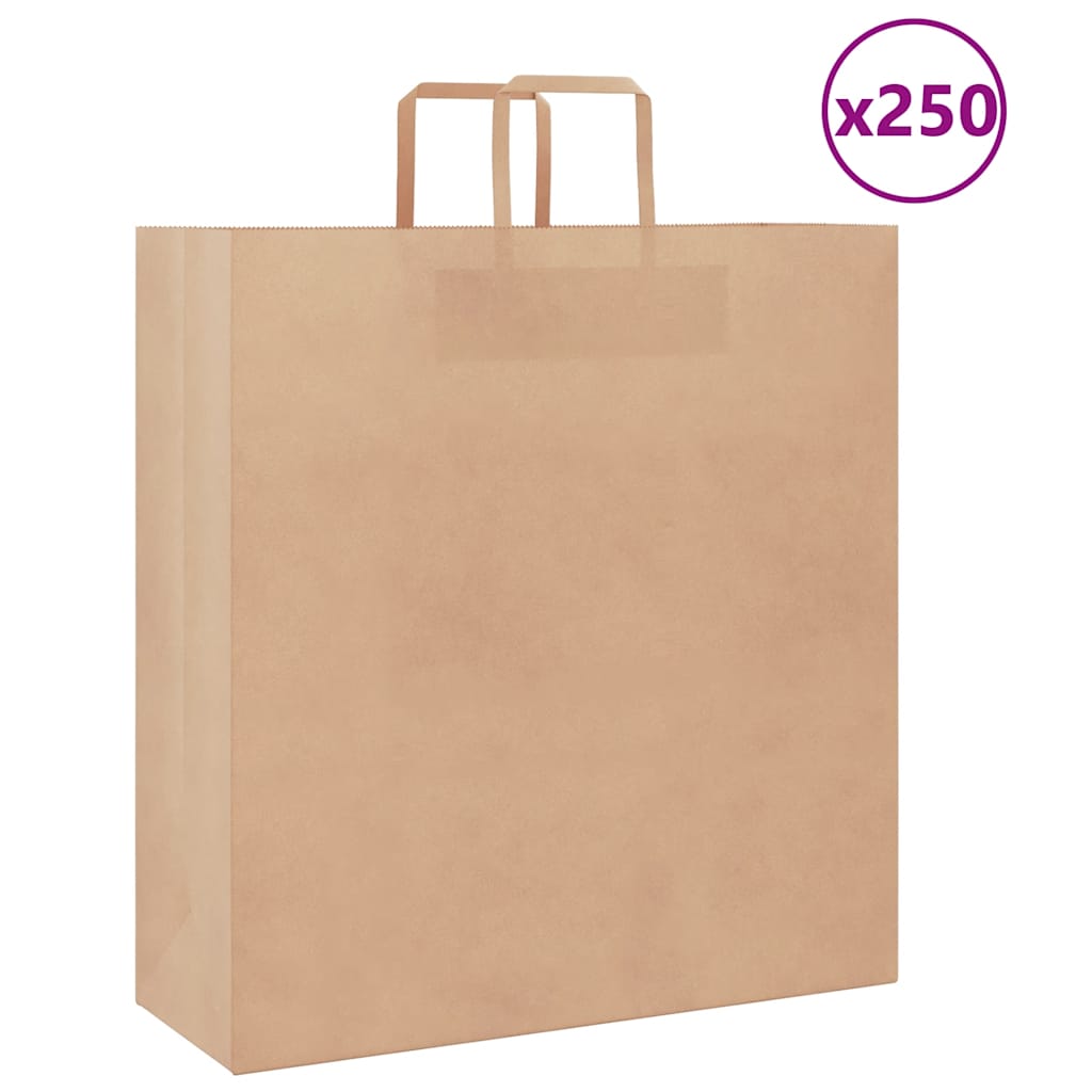 Sacos de papel 250 unid com alças castanho 45x17x48 cm