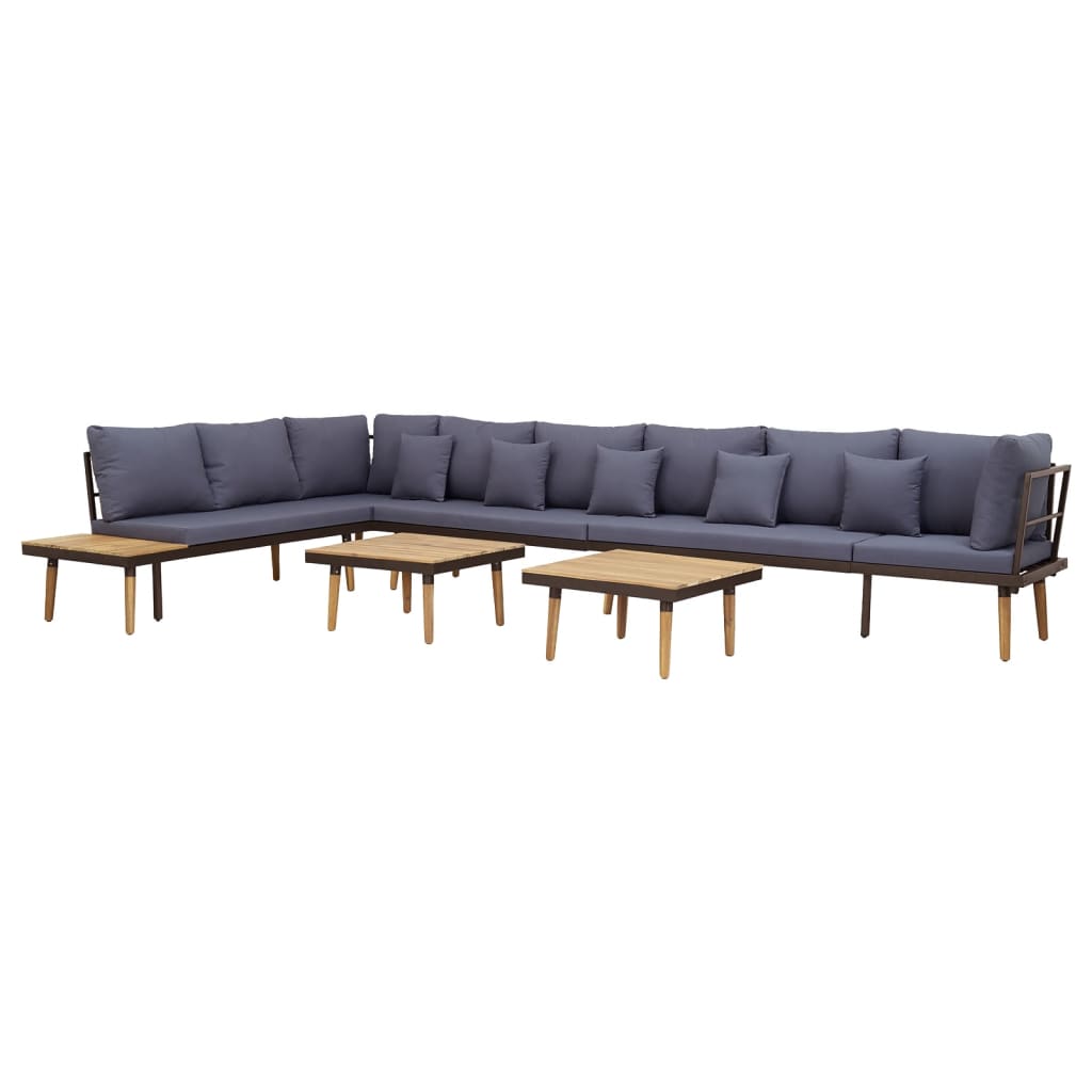 8 Lugares conjunto lounge jardim c/ almofadões acácia maciça