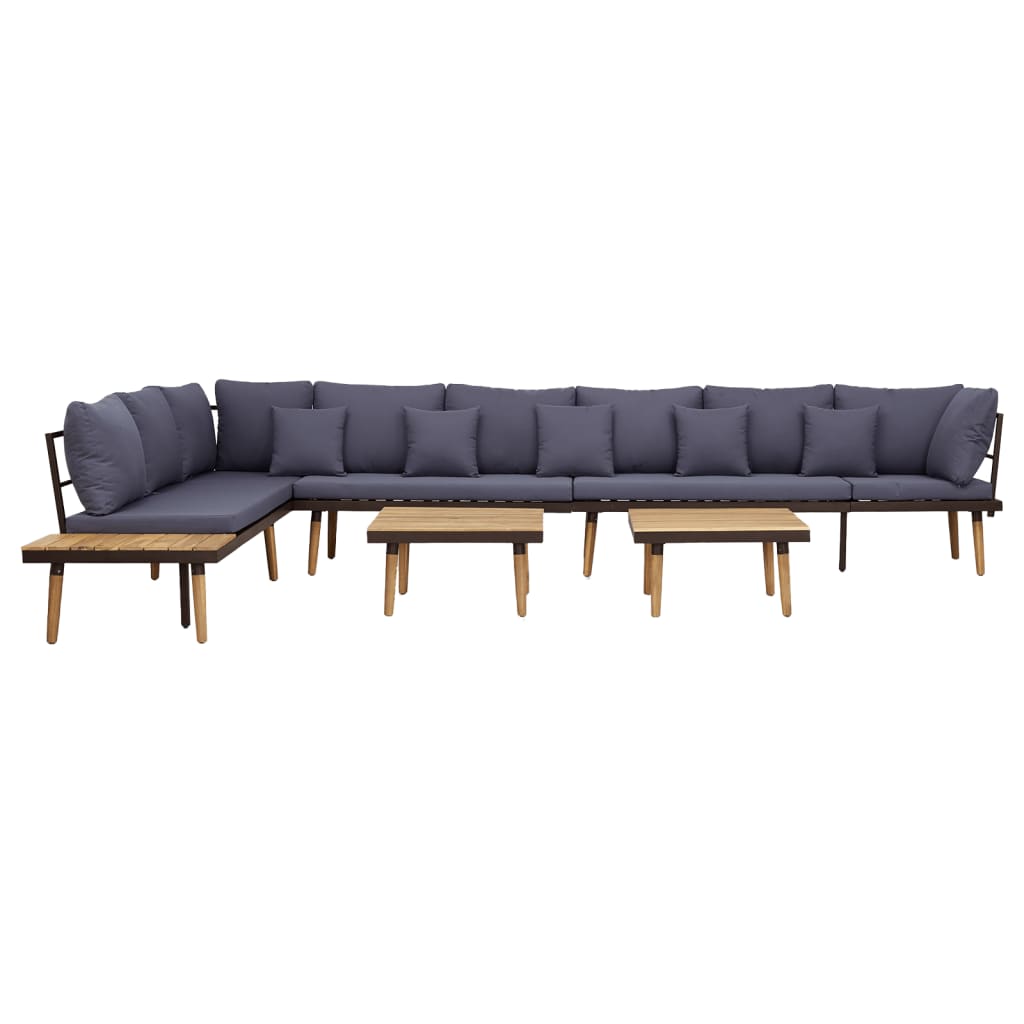 8 Lugares conjunto lounge jardim c/ almofadões acácia maciça