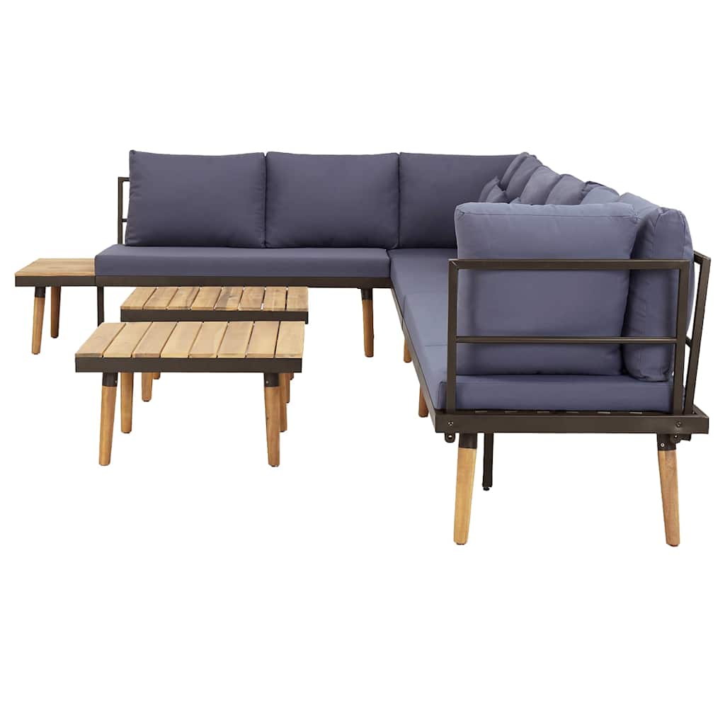 8 Lugares conjunto lounge jardim c/ almofadões acácia maciça