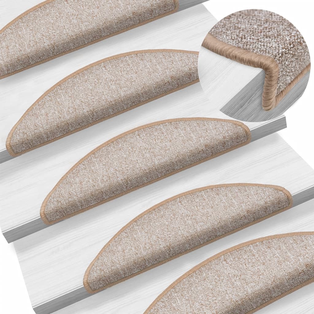 Tapetes de escada 10 peças 56x17x3 cm marrom claro semicircular