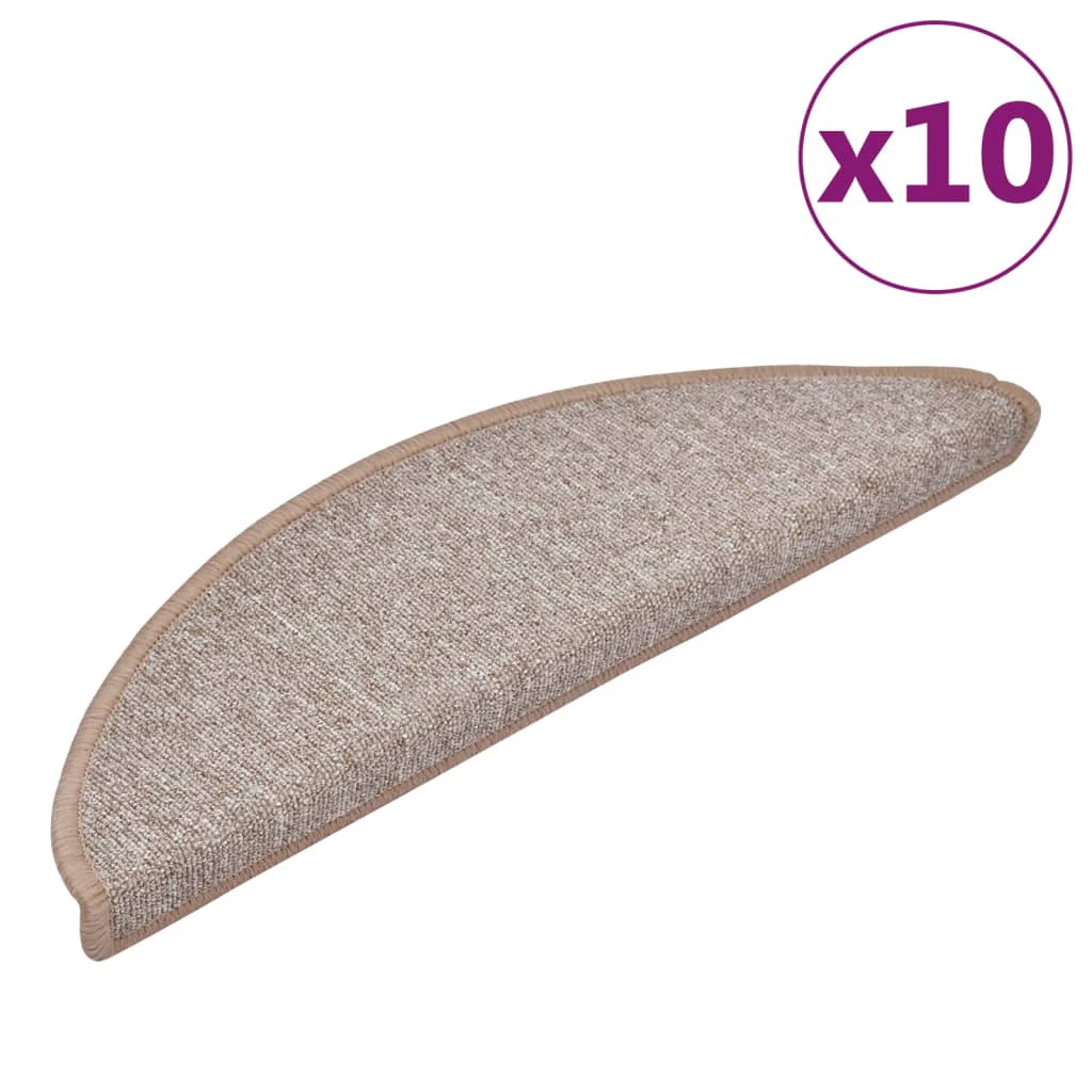 Tapetes de escada 10 peças 56x17x3 cm marrom claro semicircular
